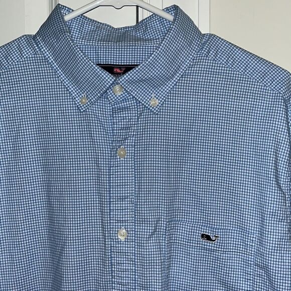 Vineyard Vines Other - Vineyard Vines Whale Blue & White LS gingham check classic fit Tucker shirt L